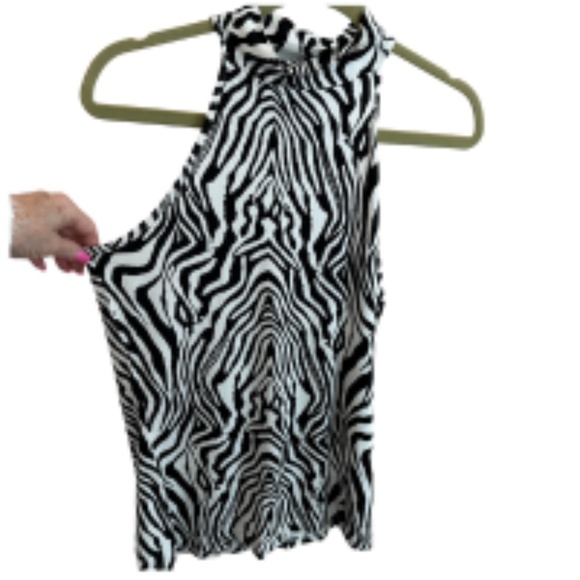 CLICHE WOMENS HALTER TOP ZEBRA PRINT BLACK AND WHITE SZ M - Picture 2 of 6